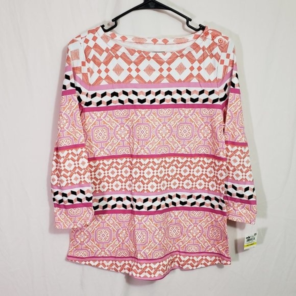 Charter Club Petite Porcelain Rose Combo Top Women’s Casual Blouse (AH) - Picture 1 of 7